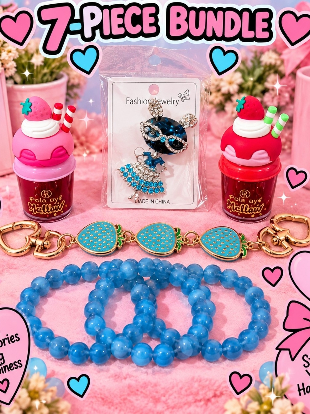 Blue Kids Bracelet Bundle with Cute Accessories